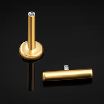 Gold Black Jewelled Cross Internally Threaded Titanium Labret Stud 1.2mm Gauge