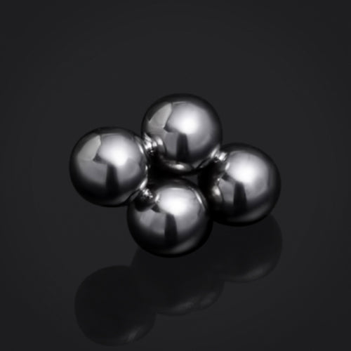 Labret Top, Silver, Four Bead Cluster, Internally Threaded, Titanium