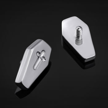 Labret Top, Silver, Coffin, Internally Threaded, ASTM F136 Titanium