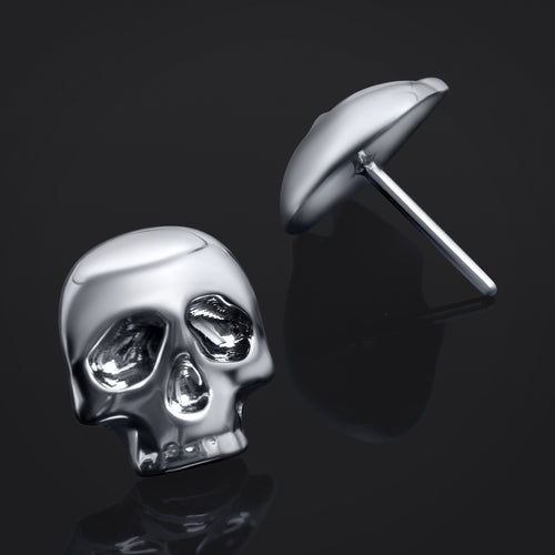 Labret Top, Silver, Skull, Threadless, Push Fit, Titanium