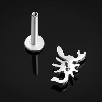 Labret Stud, Silver, Scorpion Top, Internal Thread, Titanium, 1.2mm
