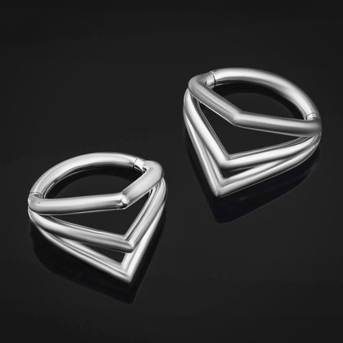 Stacked Septum, Silver, Teardrop, ASTM F136 Titanium
