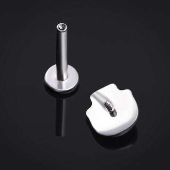 Labret Stud, Silver, Skull Top, Internally Threaded Titanium, 1.2mm