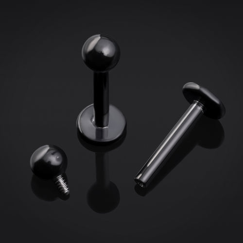 Labret Stud, Black, Internally Threaded, Titanium