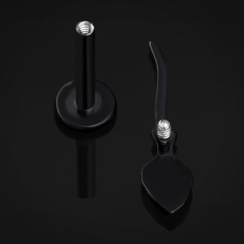Huggie Hoop Earrings, Black, Spike Dangle, Stainless Steel - Pair