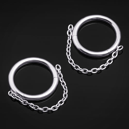 Chain Dangle Clicker Ring, Silver, ASTM F136 Titanium