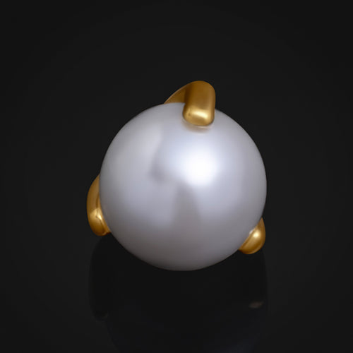 Labret Top, Gold, White Pearl, Internally Threaded, Titanium