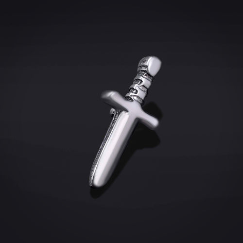 Labret Top, Silver, Dagger, Internally Threaded, ASTM F136 Titanium