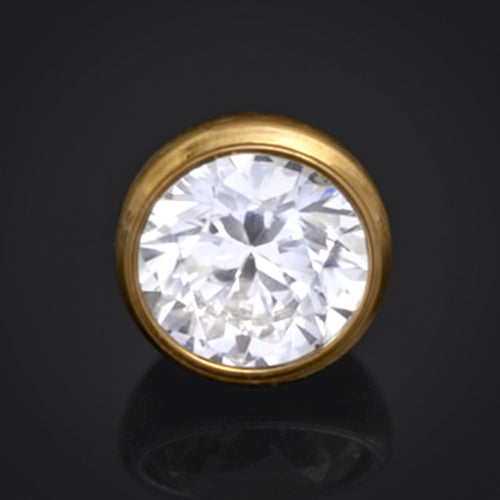 Gold, Clear CZ Stone, Labret Top, Internally Threaded, Titanium