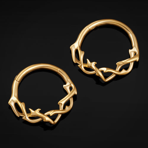 Septum Clicker, Gold, Twisted Thorns, ASTM F136 Titanium