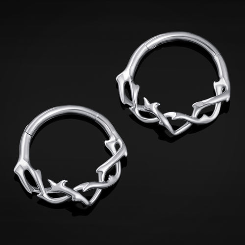 Septum Clicker, Silver, Twisted Thorns, ASTM F136 Titanium