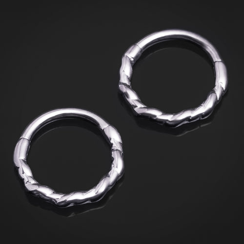 Twisted Rope Clicker Ring, Silver, ASTM F136 Titanium