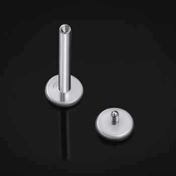 Labret Stud, Silver, Flat Disk, Internally Threaded, Titanium