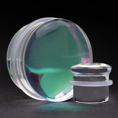 Aurora Borealis irisierender Single Flare Glas Plug / Gauge