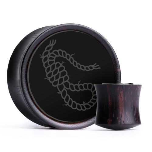 Hangman Plug / Gauge - Black Inlay Ebony Wood | Convex Double Flare