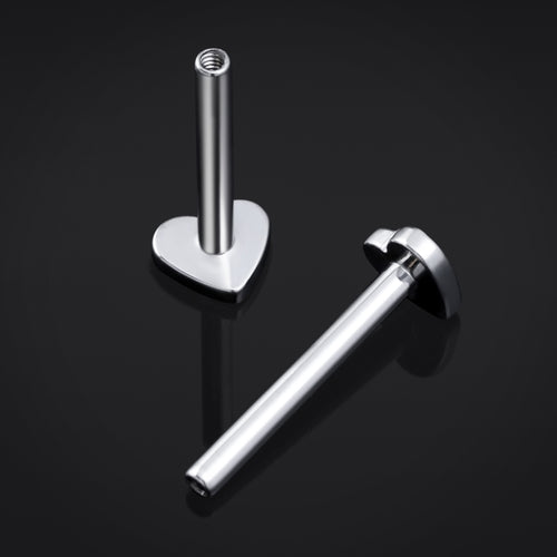 Labret Post, Silver, Heart Back, Internally Threaded, ASTM F136 Titanium, 1.2mm