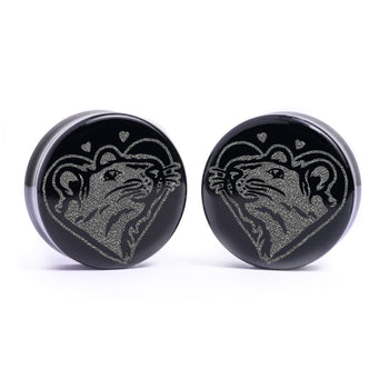 Shark Plug / Gauge - Teardrop Black Glass | Flat Faced Double Flare