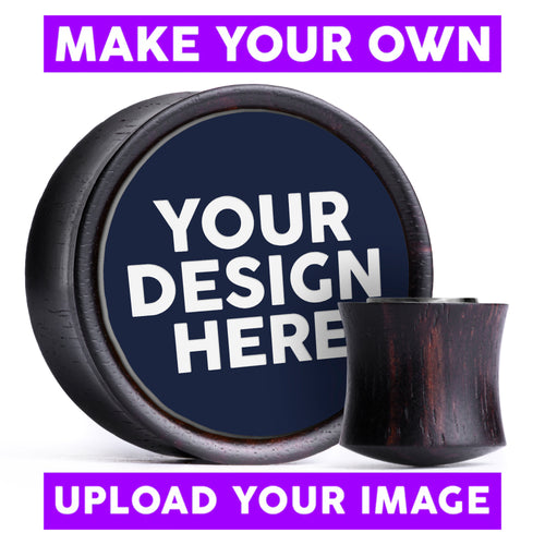 Make Your Own Plug / Gauge - Blue & White Inlay Ebony Wood | Convex Double Flare