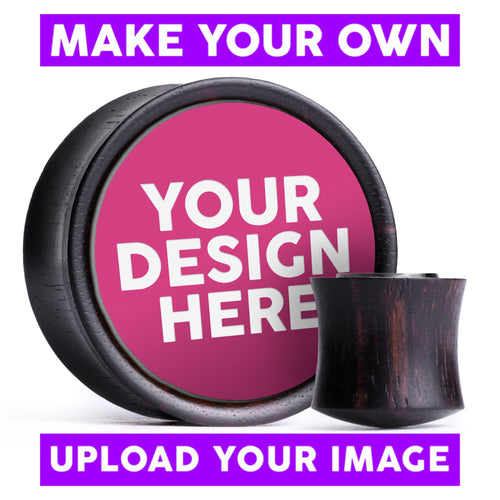 Make Your Own Plug / Gauge - Pink & White Inlay Ebony Wood | Convex Double Flare