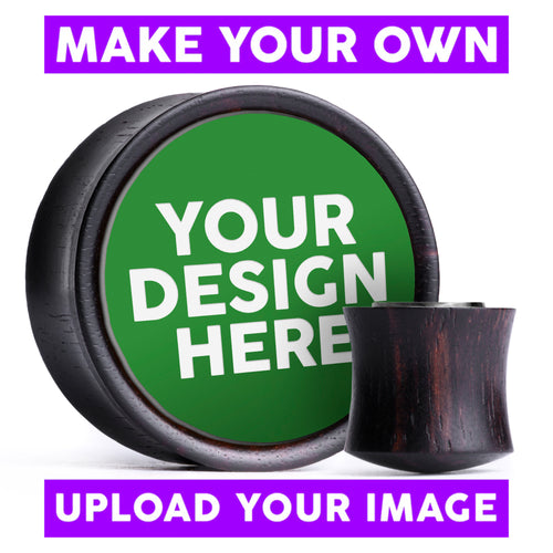 Make Your Own Plug / Gauge - Light Green & White Inlay Ebony Wood | Convex Double Flare