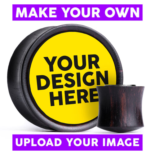 Make Your Own Plug / Gauge - Yellow & Black Inlay Ebony Wood | Convex Double Flare