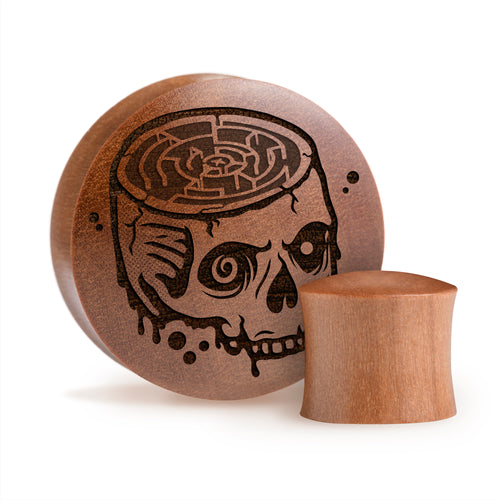 No Way Out Skull Plug / Gauge - Saba Wood | Convex Double Flare
