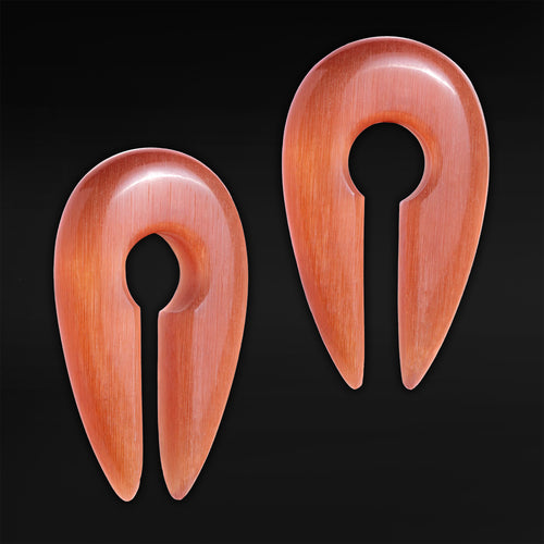 Orange Katzenaugen-Glas-Klemm-Schlüsselloch-Ohrgewichte - Paar