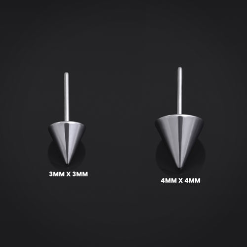 Threadless Titanium Silver Cone, Piercing Top, Labret Top