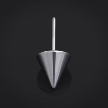 Threadless Titanium Silver Cone, Piercing Top, Labret Top