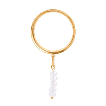 Gold Steel The Pearls of Prophecy Charm Double Flare Dangle Ear Tunnel / Plug / Gauge