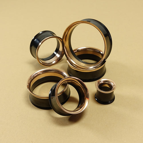 Rose & Black Stainless Steel Double Flared Tunnel