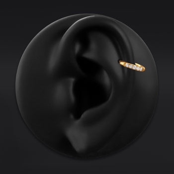 Gold Black Jewelled Cross Internally Threaded Titanium Labret Stud 1.2mm Gauge