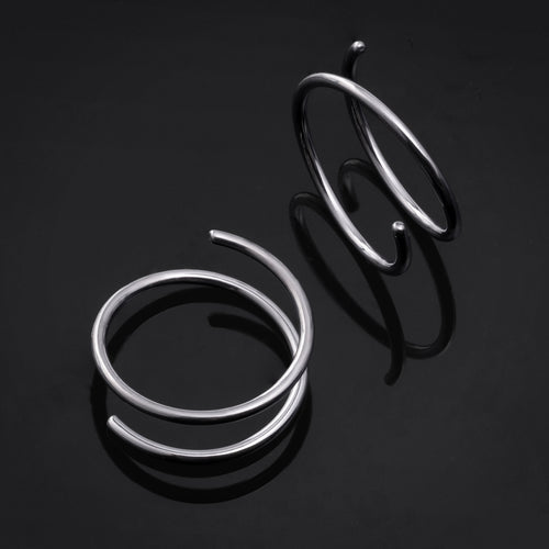 Spiral Nose Ring, Silver, Double Ring Effect, ASTM F136 Titanium, 20G