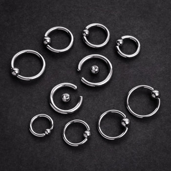 Ball Closure Ring, Silver, Large Gauge, G23 Titanium