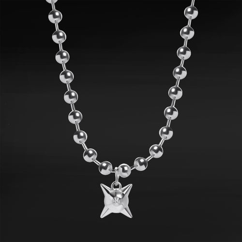 Silver Ball Chain Necklace with Flail Charm Dangle