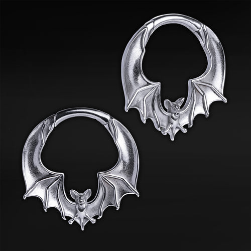 Silver Steel Bat Ear Weights - Pair