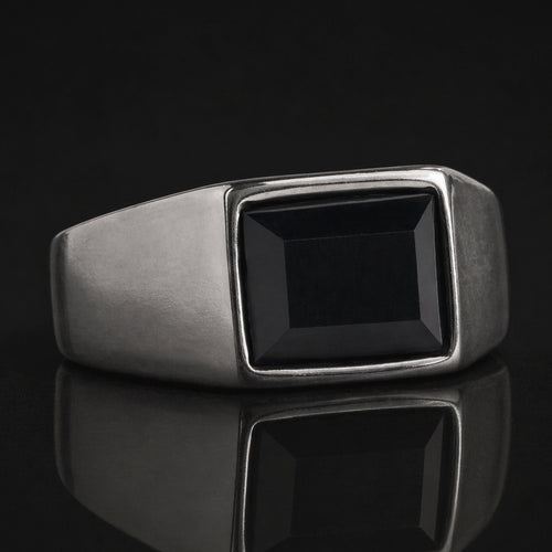 Silver Black Onyx Ring