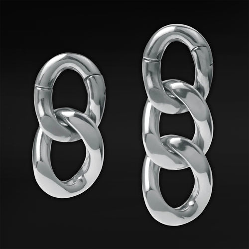 Silver Steel Chain Ear Weights - Pair