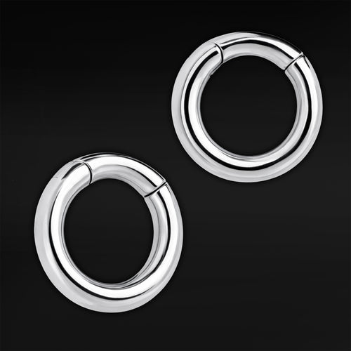 Silver Steel Circular Ear Weights - Pair