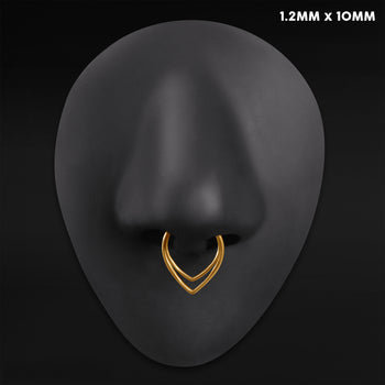 Open Stacked Septum Ring, Gold, Titanium, 1.2mm