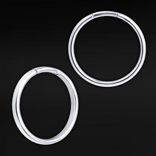 Silver Steel Hoop Ear Weights - Pair