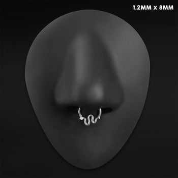 Triple Stacked Septum Ring, Black, Titanium, 1.2mm