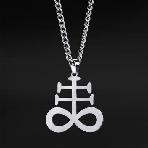 Silver Leviathan Cross Pendant Necklace