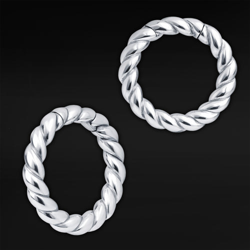 Silver Steel Rope Ear Weights - Pair