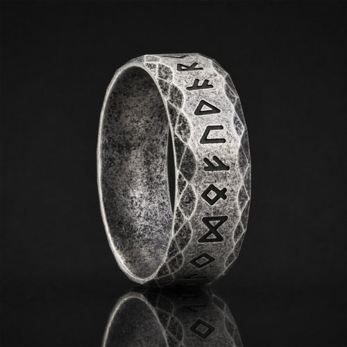 Silver Runic Symbols Viking Ring