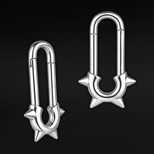 Silver Steel Safety Pin Ear Weights - Pair