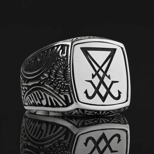 Silver Sigil Of Lucifer Occult Ring