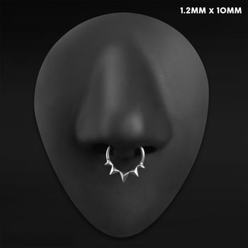 Triple Stacked Septum Ring, Black, Titanium, 1.2mm