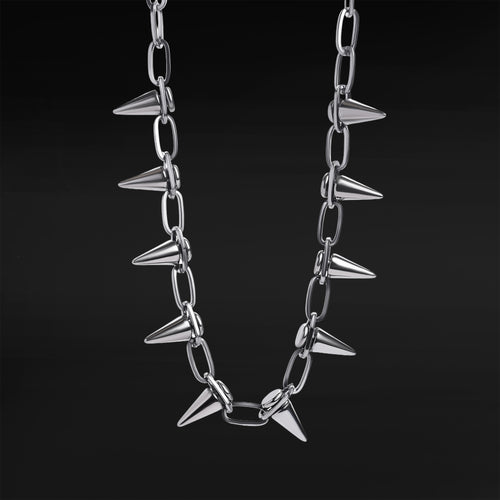 Silver Spiked Chain Choker
