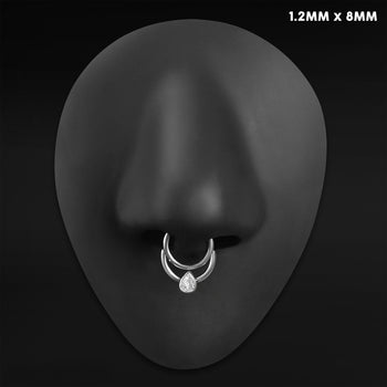 Triple Stacked Septum Ring, Black, Titanium, 1.2mm